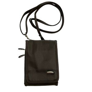 Travelon Dark Brown Nylon Magnetic Secure Travel Multi Compartment Crossbody Bag